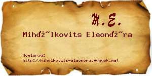 Mihálkovits Eleonóra névjegykártya